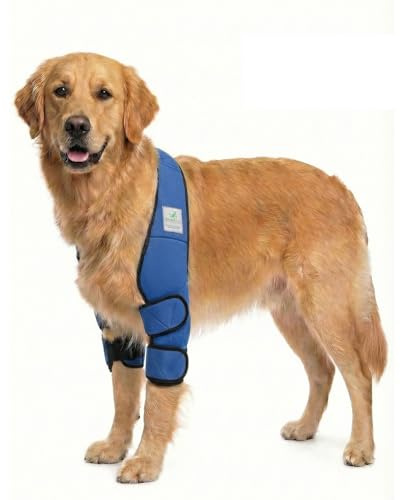 Nature Pet Ellenbogenbandage Hund/Ellenbogenschoner mit Netzeinsatz für Kühl- oder Wärmepads – ideal bei Liegeschwielen und Arthrose beim Hund – In Deutschland entwickelt – Druckschutz (L Blau)