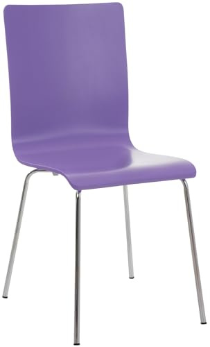 CLP Besucherstuhl Pepe I Ergonomisch Geformter Lehnstuhl Mit Holzsitz I Stabiles Metallgestell I Komfort Und Stil Mit Robuster Konstruktion Farbe lila