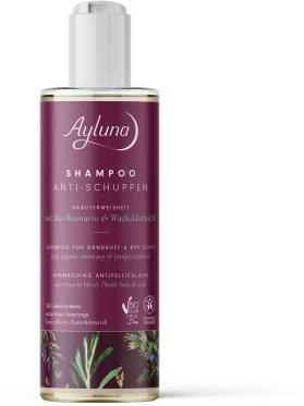 Ayluna SHAMPOO ANTI-SCHUPPEN mit Bio-Rosmarin & Wacholderholzöl, beruhigt juckender Kopfhaut, Silikonfrei, Glanz & Volumen, Bio, Vegan, 250 ml