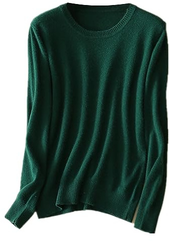 MMYOMI Womens Mesdames col rond en cachemire Tricots à manches longues Pull Blouse Pull Top Pull tricoté (XX-Large, Vert profond)