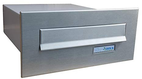 B-04 Cassetta postale passante a muro in acciaio inox con targhetta portanome (profondità: 38,5 cm) - LETTERBOX24.de