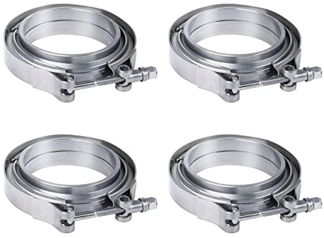JDMSPEED Nuovo 3 V-Band Flangia Morsetto Kit Con Ridge 4 Pezzi In Acciaio Inox Per Scarico Downpipe (4)