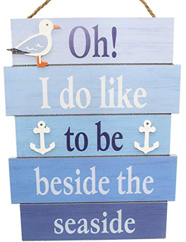 Decorative Wooden Nautical Plaque Hanging Sign Beside the Seaside 40cm x 30cm