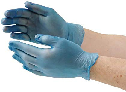 Stalwart Pro Blue Extra Large Vinyl Disposable Gloves - 100 GLOVES IN BOX, POWDER FREE, NON LATEX, SIZE X-LARGE, MEDICAL OR FOOD SAFE - VIRUS PROTECTION