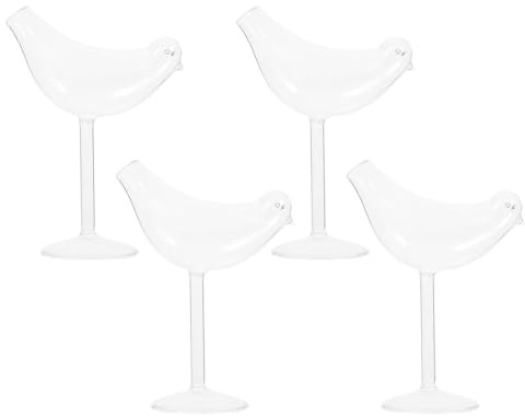 Weinflöten aus Glas, Vogelform, Cocktailglas, transparent, für, Wein, Trinkkelch, Gläser, Party, Saft, Getränke, 4 Stück