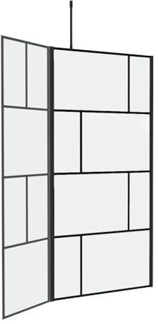 MARWELL Duschwand in modernem Design 90+40 x 195 cm - Glasdusche mit matt schwarzen Wandprofil - Einscheibensicherheitsglas für höchste Sicherheit - Montage auf Duschwanne oder Fliese