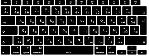MiNGFi Französisch AZERTY Tastaturschutz für MacBook, A2179/A2337, EU/ISO | Für MacBook Air 13 A2179 (2020), A2337 (M1, 2020-2022), F1-F12 mit halber Höhe, Touch ID, Silikon, Schwarz