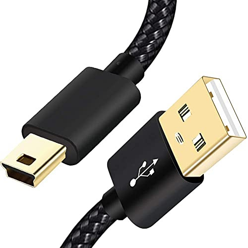SIOCEN Mini-USB-Kabel, geflochten, 1m, Typ A auf Mini B, Ladekabel für GoPro Hero 3+, Sony PS3 Controllerkabel, Garmin GPS, Dashcam, PDA, Canon PowerShot Rebel ELPH Kamera, Playstation 3 Ladegerät