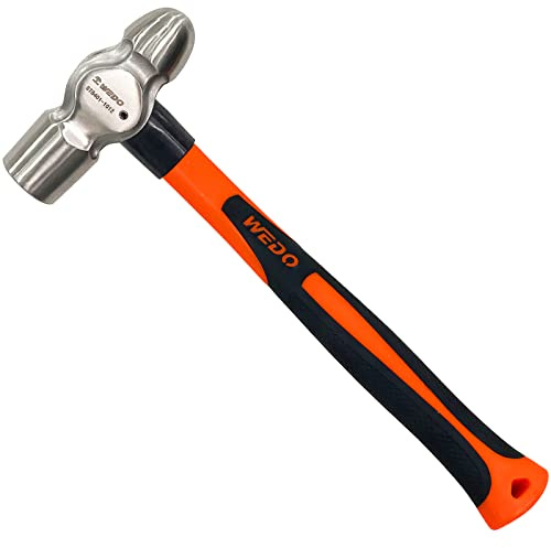 WEDO Ball Pein Hammer 230g(8oz), Stainless Steel, Length 280mm | Machinist Hammer, Anti-slip Grip, Sturdy & Unbreakable, Ergonomic Design, for Riveting and Machinery Maintenance