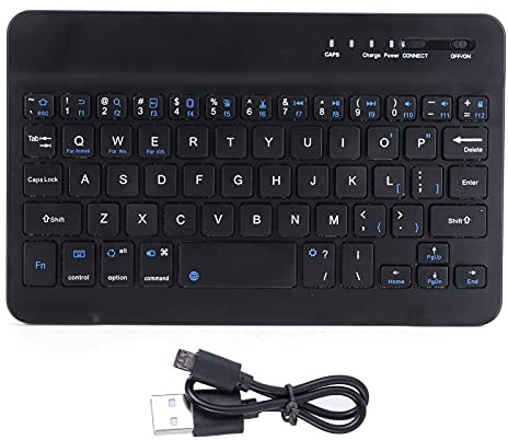 Junlucki Mini Tastiera Bluetooth, Tastiera Wireless a 59 Tasti da 7 Pollici Tastiera Portatile Ultrasottile Tastiera Ergonomica Silenziosa per Computer per Laptop/Tablet/Smartphone (Nero)
