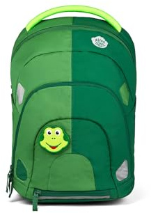 Affenzahn Abenteuerrucksack Daydreamer ergonomisch, 12L Volumen, individualisierbar, mit Regenschutz und Reflektoren Frosch - Grün