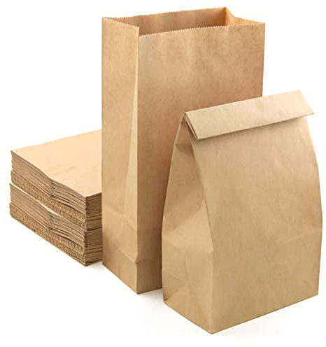 PACKRA - 100 stk Papiertüten Braun 14 x 26 x 7cm, Geschenktüten Klein, Verpackungstüten, Butterbrottüten zum Süßigkeiten, Bonbons, Adventskalender (100pc, 14cm x 26cm x 7cm)