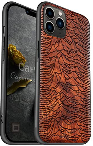 Carveit Coque Compatible avec iPhone 11 Pro Étui en Bois [Etui en Bois Rigide Antichoc avec Cadre en TPU] pour 11 Pro Premium Coque de Protection (Rosé-Le Premier Pulsar/CP 1919)