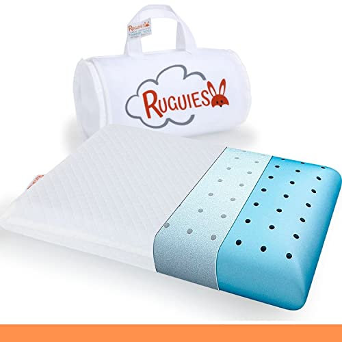 RUGUIES MAX- Almohada para Niños de Viscoelástica- Hipoalergénica y Transpirable- Cojín Infantil-Funda Lavable de Algodón-Oeko-Tex- De 1 a 10 años XL (58x32x5cm)- Bolsa Viaje Incluída