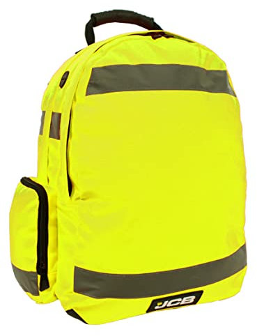 JCB - Hi Viz Backpack, Work Rucksack, High Visibility Safety Rucksack, Reflective Bag for Cycling Walks, Sports, Gym, School - Yellow