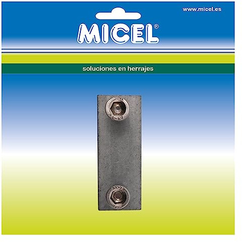 MICEL - 10492 - Regleta con pletina para perfil de toldo, Para toldos extensibles y con perfil de carga de ranura inferior, Acabado en zamak natural, 51,5 x 19,8 x 5,5 mm