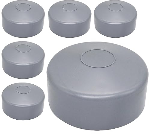 SKIR'CO (6 pcs) Fence Post Caps, Round 76 mm Grey Plastic Caps for Round Fence Posts, Fence Post Covers, Window Grey RAL 7040 Colour