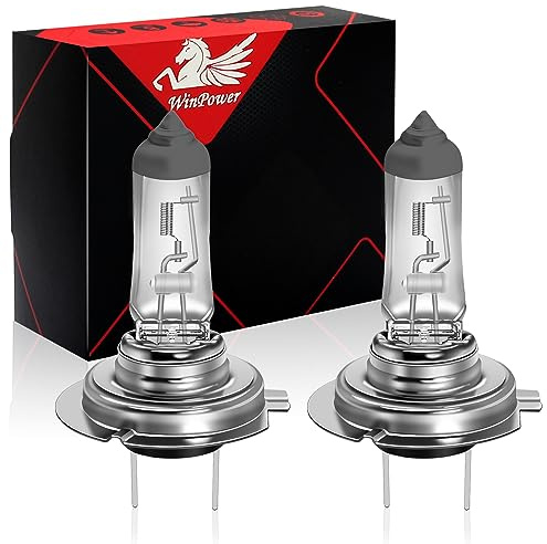 WinPower H7 Halogen Headlight Bulb, Super Bright Warm White 55W 4300K High Low Beam Fog Light Replacement Car Motorcycle PX26D Lamp, Pack of 2