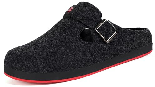 Gaatpot Unisex Zuecos y Mules en Fieltro,Forro Caliente,Negro,46 EU
