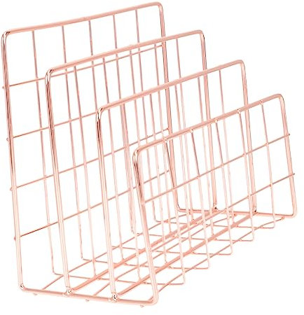 Housoutil Moderner Briefhalter 3 Fächer Metall Rosegold Klein Schreibtischorganizer Für Büro Und Arbeitszimmer
