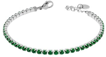 Liujo LJ2421 Tennisarmband für Damen, aus Stahl 316L, Silber mit grünen Zirkonia, l, Edelstahl