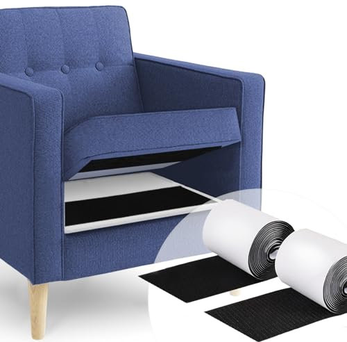 Lanswood Hook and Loop Tape 11CMx2M Hook and Loop Strips with Adhesive, Keep Couch Cushions from Sliding, Black Heavy Duty Hook and Loop Strips for Sofa Cushions/Crafts Projects/Carpets