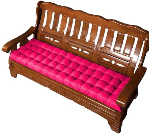 KYMMPL Durable Sonnenliegen-Kissen, Bank-/Stuhlkissen mit Bändern, Ersatz-Sonnenliegenkissen für vier Jahreszeiten, rutschfest, Gartenbank-/Stuhlkissen mit Band (Rosenrot, 100 x 40 cm)