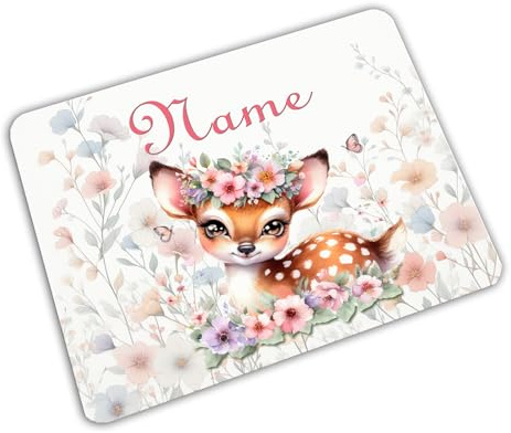 Vesperbrettchen personalisert mit Name, Reh | Frühstücksbrettchen, Brotzeitbrettchen, Schneidebrettchen, mit Motiv, für Kinder