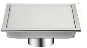 HEUchuan Sumidero Terraza Fregadero de baño de Acero Inoxidable, Cocina, balcón, Drenaje de Suelo con inserción de azulejo Cuadrado(Silver 03,15x15)