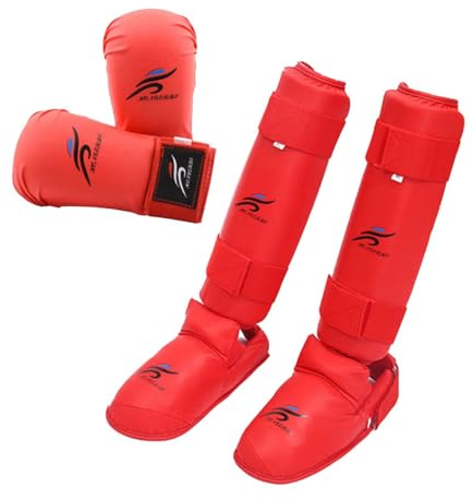 LOVIVER Ensemble d'équipement de Sparring pour Taekwondo, Gants de Boxe, protège-Tibias, Protection Confortable, Gants de Sparring Professionnels pour Le, s