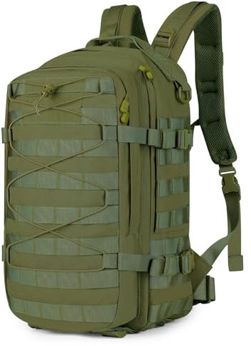 Explokit Tactical Backpack 25L Military Survival Game Army Rucksack Molle Casual Daypack for School Travelling Hiking Camping Trekking (#02-Army Green)