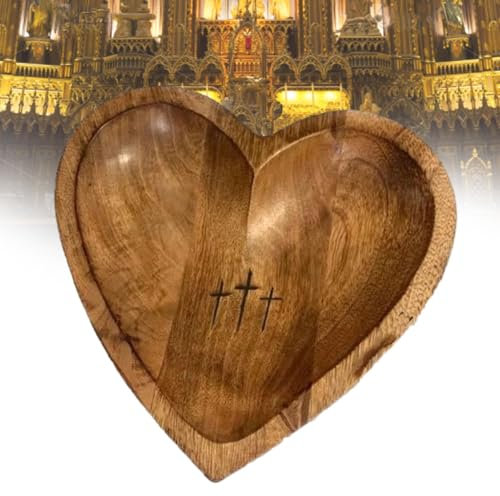 Ciotola for preghiera a cuore in legno, Ciotola for preghiera artigianale con biglietti, Ciotola for pasta con 24 biglietti di preghiera, Regali religiosi, Ciotola for preghiera a cuore, for caramelle
