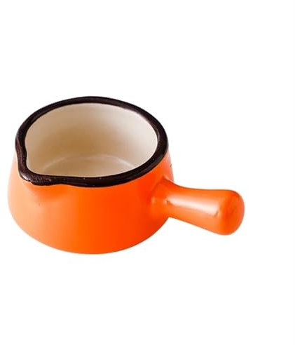 ruyi-1986 Gravy Boat Ceramic Spout Small Milk Pot with Handle Espresso Small Milk Cup Japanese Style Seasoning Cup Steak Juice Bucket Cups Sauce Boat(Orange)