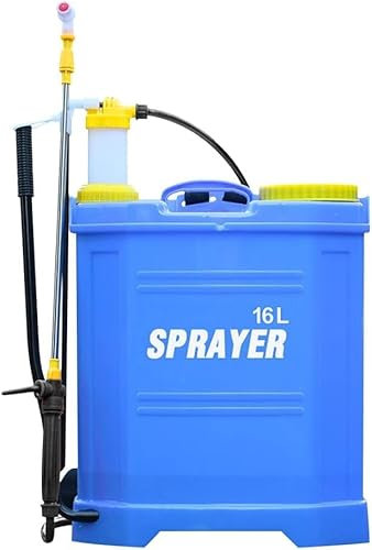 Drucksprüher 16 Liter Akku-Drucksprüher für Gartenarbeit, Pflanzenschutz und Reinigungs-/Desinfektionsarbeiten - Unkrautspritze mit Messingdüse (Blau)