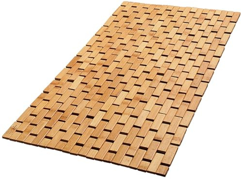 Badematte aus Bambus, 40,6 x 61 cm, rutschfeste, faltbare Duschmatte aus Bambus, leichte, rechteckige Duschbodenmatte für Badezimmer, Sauna, Badewanne, Spa und Wannenstufen, Badematte, Badezimmermatte