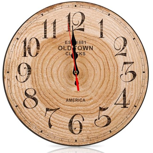 Horloge Murale Silencieuse,Horloge Murale Bois 30CM,Moderne Silencieuse Pendule Murale,Ronde Murale Horloge Facile à Lire,Horloge Murale Ronde pour Décor Chambre Cuisine Domicile Salon Bureau