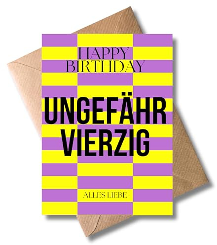 WBdesignz Grußkarte mit Umschlag - lustige, minimalistisch Geburtstagskarten mit Retro-Touch DIN A6 (Ungefähr Vierzig)