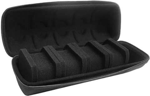 Gorise Custodia da viaggio per orologi a 5 scomparti con maniglia per uomini e donne, scatola portaoggetti e organizer portatile per orologi e smartwatch con cuscini rimovibili
