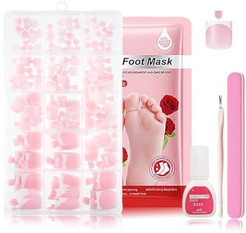 150Pcs Französisch Kurze Künstliche Fussnägel zum Klebe - Vollständige Abdeckung Matt Glänzendes Fußnägel zum Kleben Nagelspitzen - 15 Größen French Tip Press on Nail für Frauen