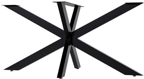 CLP Tischbeine Hardwick I Tischkufen für DIY-Tische mit Höhe 71 cm I Sternförmiges Tischgestell aus pulverbeschichtetem Stahl Farbe schwarz Größe 150x78x71 cm