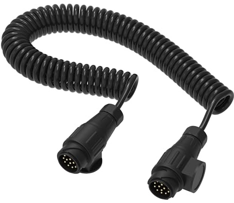AUPROTEC Anhänger Verlängerungskabel 12V 3,5m – 13-polig – Kunststoffstecker – Spiralkabel für für LKW, PKW, NFZ, Anhänger, Trailer, Auflieger
