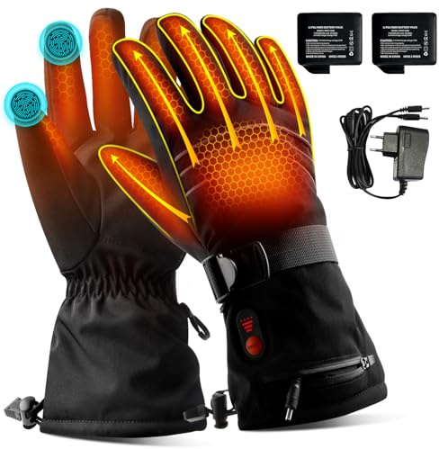 ABXMAS Heated Gloves Rechargeable for Men, 7.4V 3200mAh Electric Battery Gloves for Winter Sports Motorcycle Ski Biking Hiking, Reusable Outdoor Work Hand Warmer, L