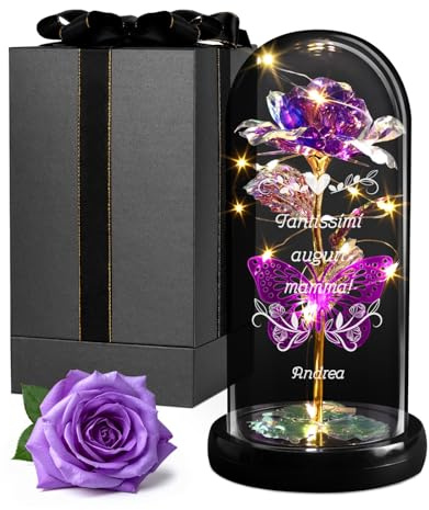 Maverton Infinity Rose mit Gravur personalisiert - Rose im Glas mit Licht - Geschenke für Frauen - Geburtstagsgeschenk für Frauen -personalisierte Geschenke zum Valentinstag zu Weihnachten