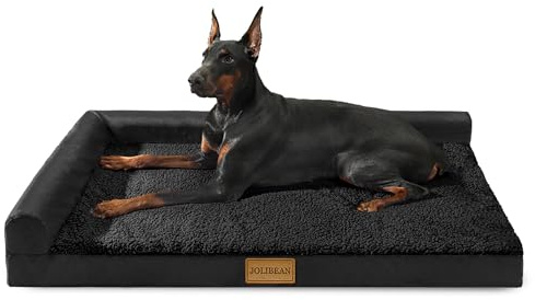 Jolibean Orthopädisches Hundebett Grosse Hunde, Typ l Waschbar Hundekorb Mit Kissen Mittelgroße Hunde, Flauschig Hundesofa Wasserdicht rutschfest, 106x71cm, Schwarz