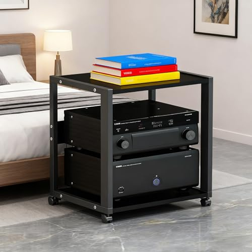 SOFACHEN Mobile Stereo Hi Fi Rack Audio,Mobiletto TV 2/3-Level, Supporto Multimediale AV con Ruote girevoli, Supporto per Giradischi Mobile DVD per soggiorno, centro intratte(Style 1)