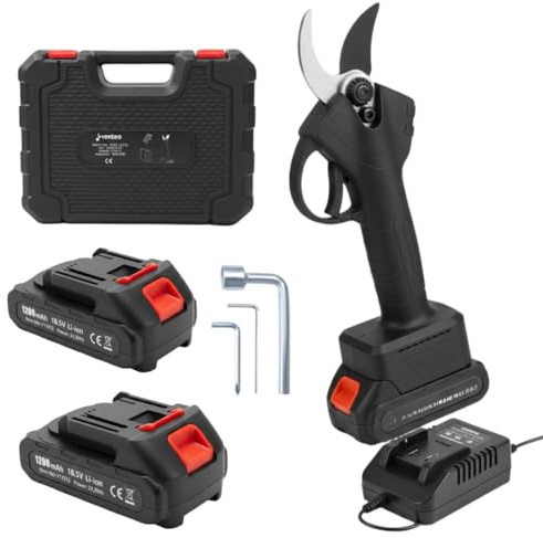 Venteo - Sécateur Électrique sans Fil | Deux Batteries 21 V | Secateur de Jardin et Coupe Branche | Batterie Rechargeable | Outil Jardinage Outillage Professionnel