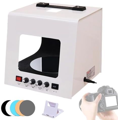 Kit Light Box per Fotografia di Gioielli, Light Box Portatile per Studio Fotografico con Piatto Girevole a 360°, Softbox Dimmerabile per Foto di Gioielli, per Piccoli Oggetti