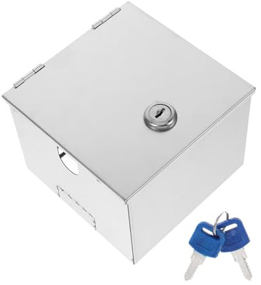 LALAFINA Caja de Protección para Enchufes Eléctricos de Acero Inoxidable Tapa Cerradura para Seguridad Infantil y Uso Exteriores Cubierta Resistente para Enchufe Eléctrico
