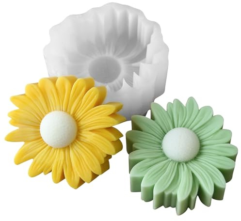 Stiesy 2 stampi in silicone a forma di margherita, crisantemo, margherita, per sapone, argilla polimerica, candele, profumate, aromaterapia, cera, gesso, decorazioni per la casa