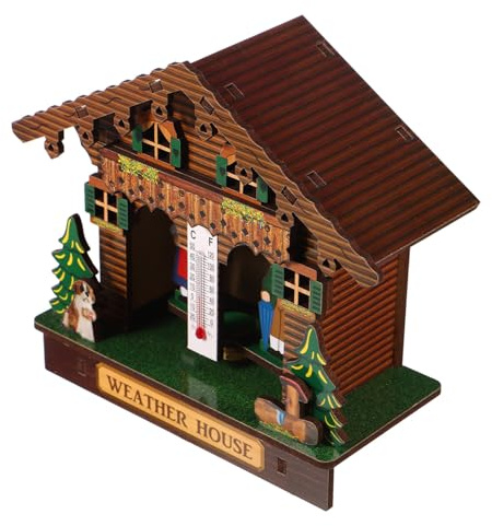 IOBIDDYS Barometro da Parete in Legno Elegante con Termometro e Igrometro Integrati per Misurare Temperatura e Umidità come Decorazione la Casa